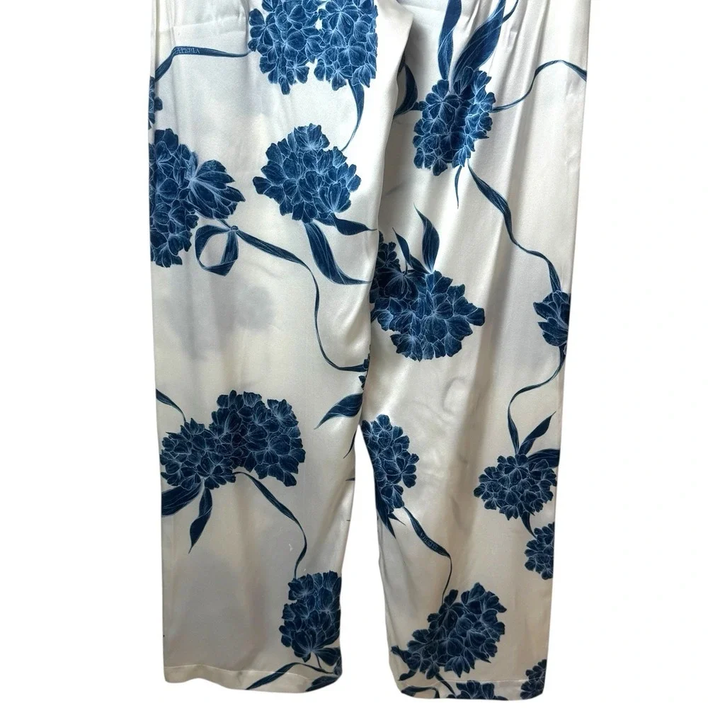 La Perla Floral 100% Silk Pajama Pants Cozy Feminine Dainty Special Occasion L - Picture 9 of 16